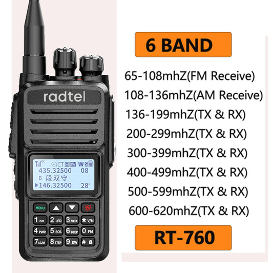 Radtel RT-760 Full Band Ham Radio 136-620Mhz Aviation frequency ReceivHam Radios