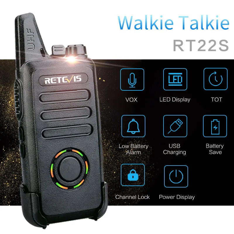 Cheap RETEVIS RT22S Mini Walkie Talkie 10pcs 2W UHF VOX Hidden DisplayHam Radios