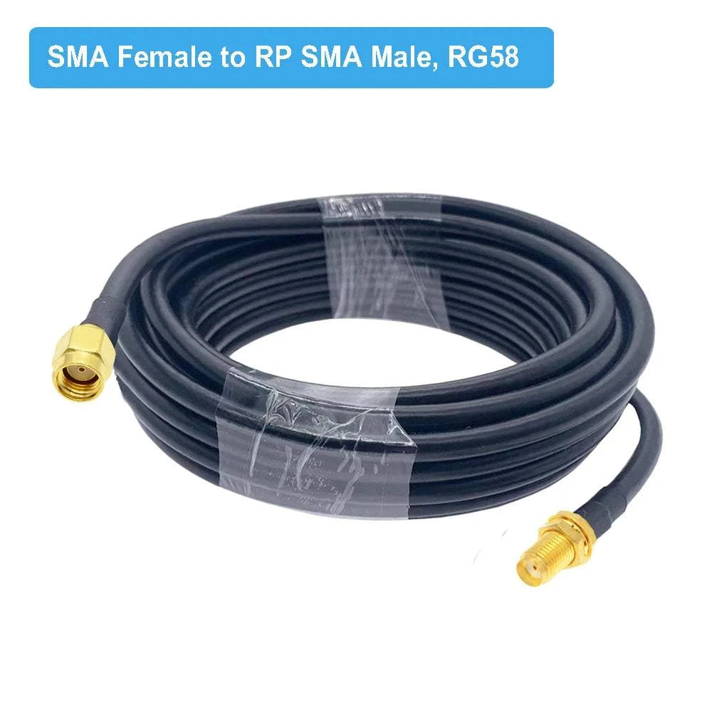 1M 2M 5M 10M 20M RG58 Cable RP SMA Male to RP SMA Female Bulkhead WiFiHappy Radios1M 2M 5M 10M 20M RG58 Cable RP SMA Male