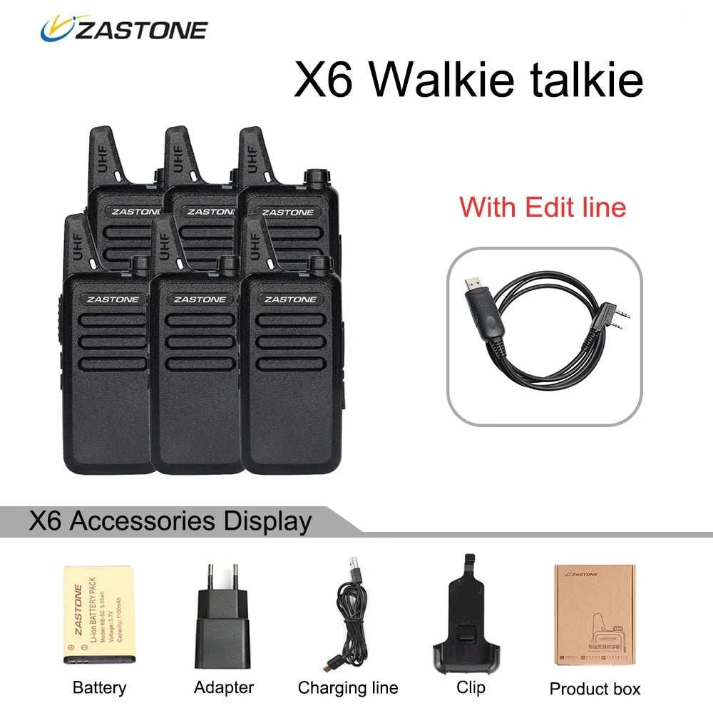 6PCS Zastone X6 Mini Walkie Talkie UHF Two way radio Portatile Tenuto Happy Radios6PCS Zastone X6 Mini Walkie Talkie UHF