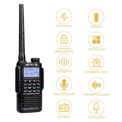 RETEVIS RT87 Walkie Talkie Waterproof IP67 Ham Radio Amador Two-Way RaHam Radios