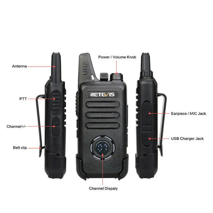 Cheap RETEVIS RT22S Mini Walkie Talkie 10pcs 2W UHF VOX Hidden DisplayHam Radios