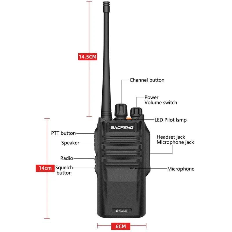 2pc Walkie Talkie Long Range 10KM BF S56 Max IP67 Waterproof High PoweHam Radios