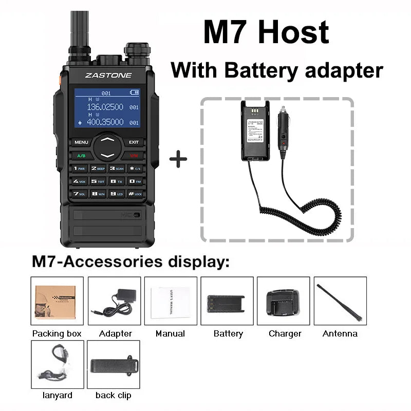 Zastone M7 dual band 5W walkie talkie 136-174 400-480mhz 250 channels Ham Radios