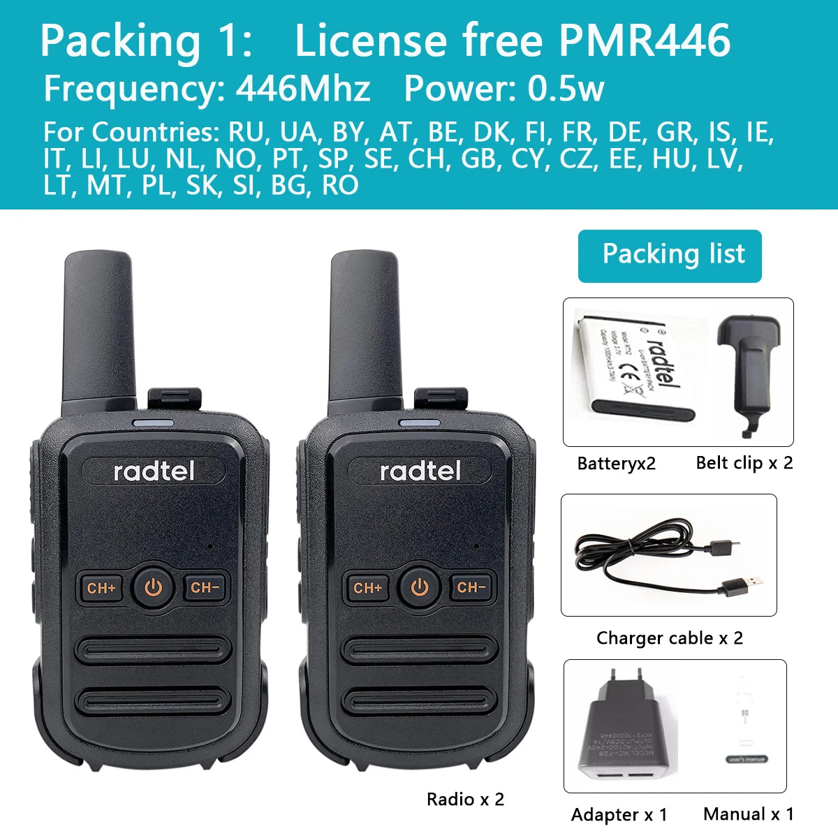 Mini Walkie Talkie Radtel RT12 Portable Two Way Radio PMR FRS Radio CoHappy RadiosMini Walkie Talkie Radtel RT12 Portable