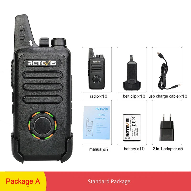 Cheap RETEVIS RT22S Mini Walkie Talkie 10pcs 2W UHF VOX Hidden DisplayHam Radios