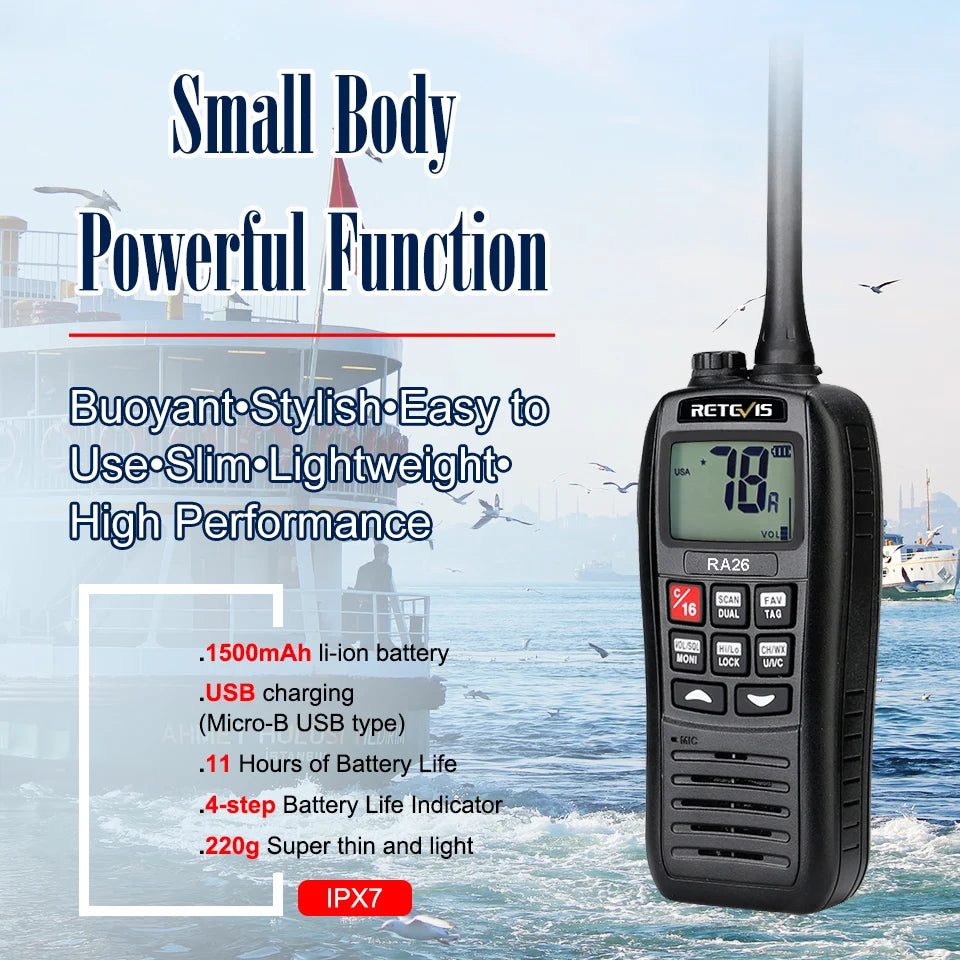 Retevis RA26 Portable VHF Marine Radio Floating Walkie Talkie WaterproHam Radios