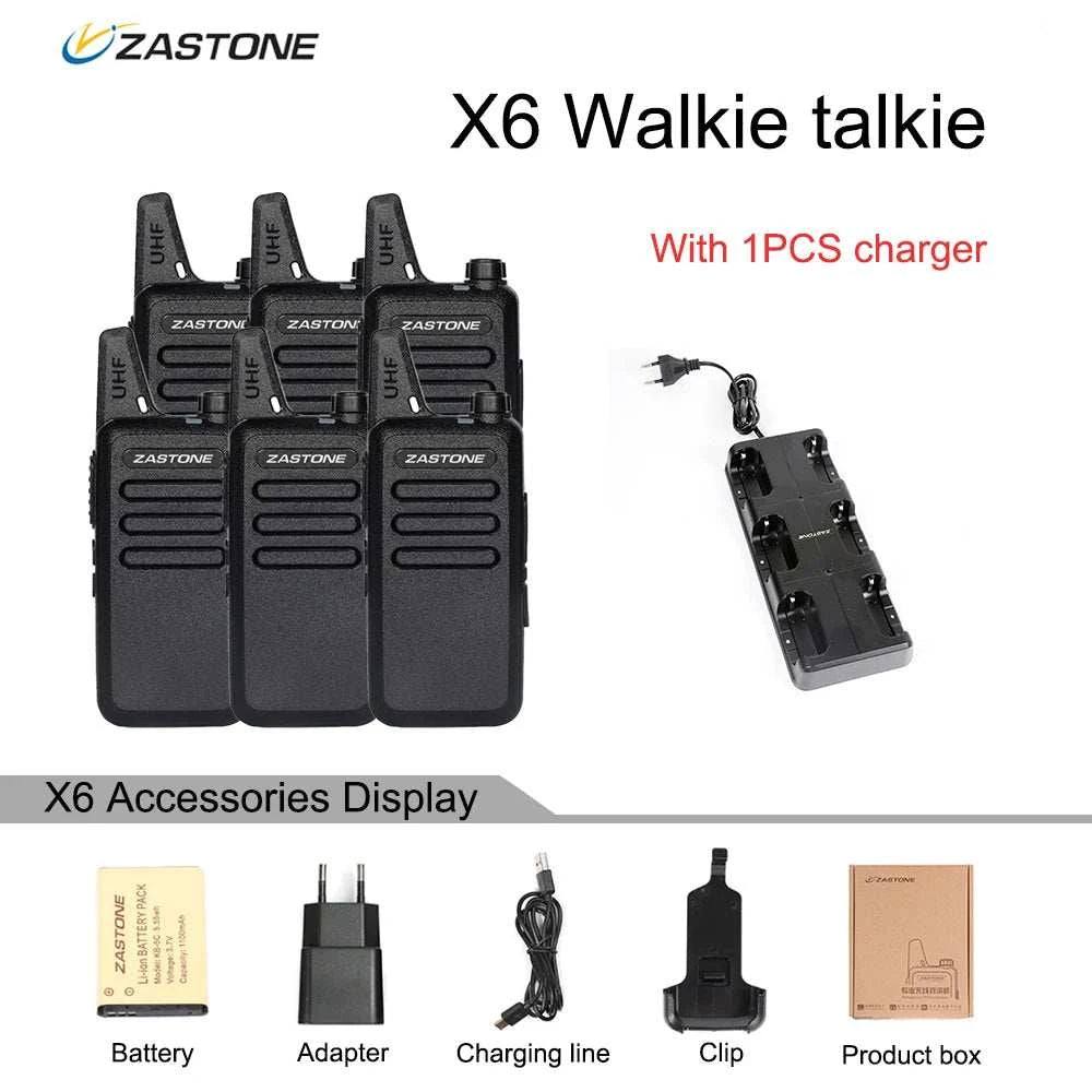 6PCS Zastone X6 Mini Walkie Talkie UHF Two way radio Portatile Tenuto Happy Radios6PCS Zastone X6 Mini Walkie Talkie UHF