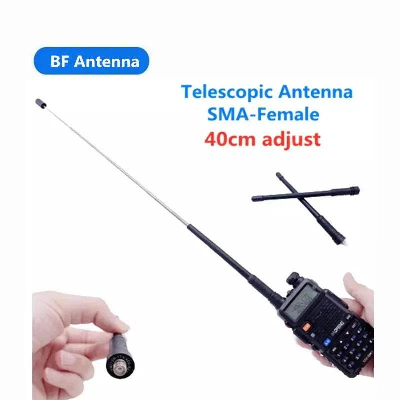 2PCS SMA-F Rod Telescopic Extendable Gain Dual Band Antenna for BaofenHam Radios