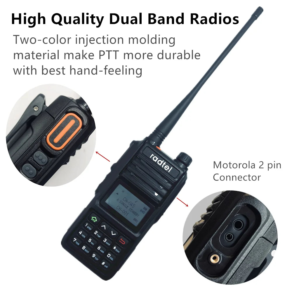 Radtel RT-480 5 Watt 256CH IP68 Long Range Waterproof Ham Radio Dual BHam Radios