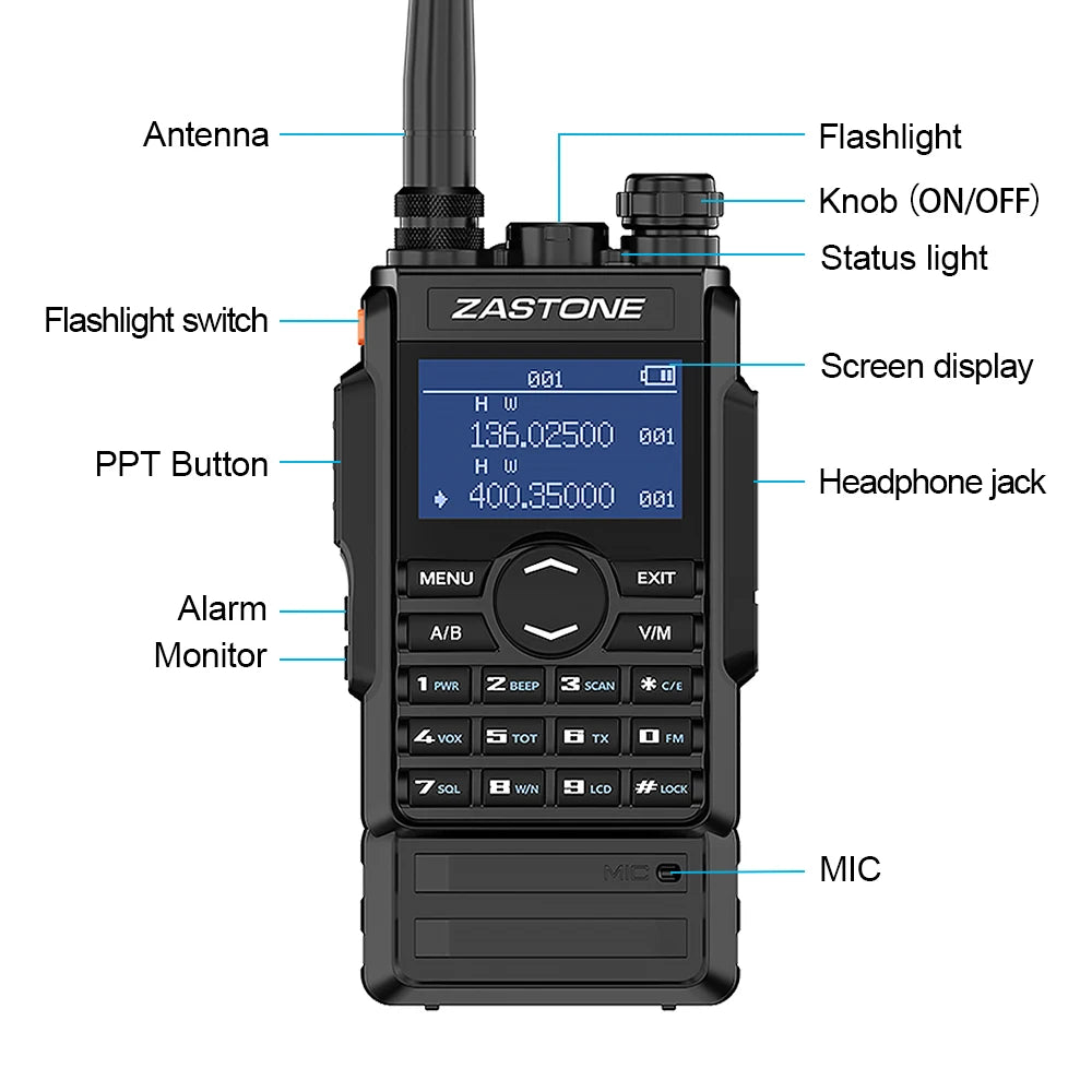 Zastone M7 dual band 5W walkie talkie 136-174 400-480mhz 250 channels Ham Radios