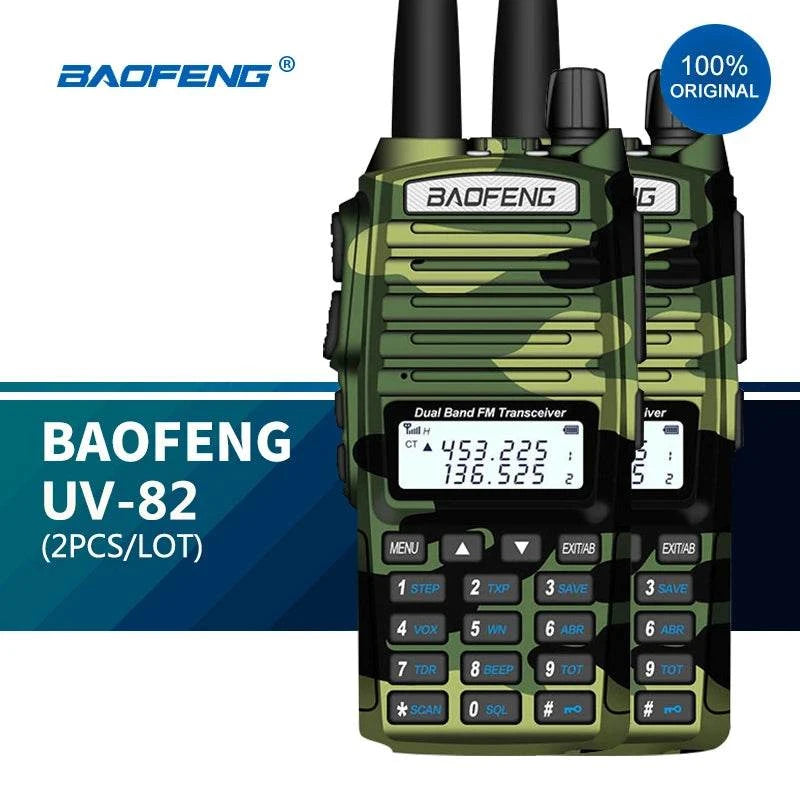 2pcs Baofeng UV 82 Portable Two Way Ham Radio Add Foldable Antenna 5-1Happy Radios2pcs Baofeng UV 82 Portable