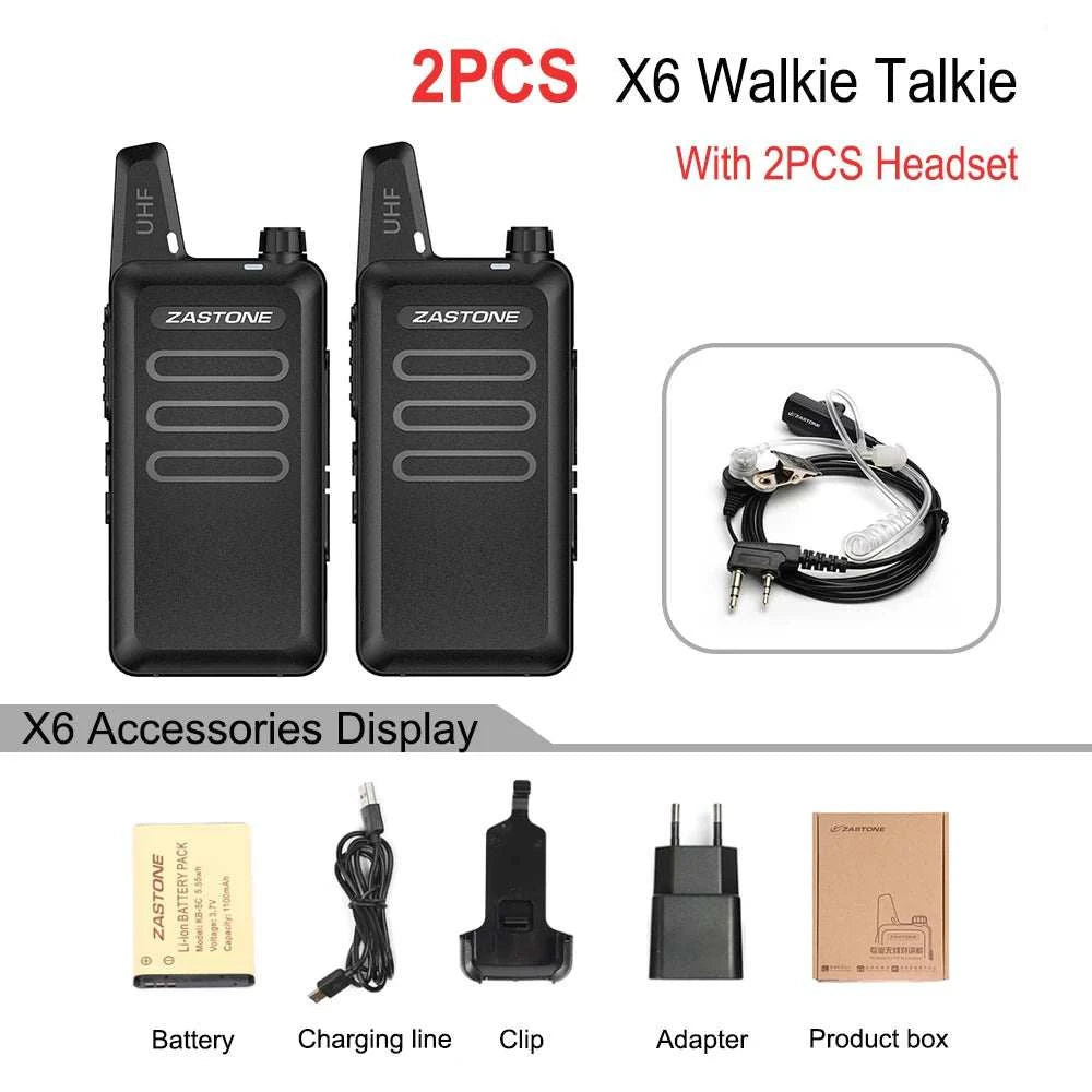 2PCS ZASTONE X6 Mini Walkie Talkie UHF two-way radio USB walkie-talkieHappy Radios2PCS ZASTONE X6 Mini Walkie Talkie UHF