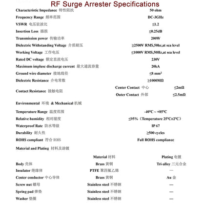 SMA Male to Female RF Coax Lightning Arrester Surge Protector for SignHam Radios