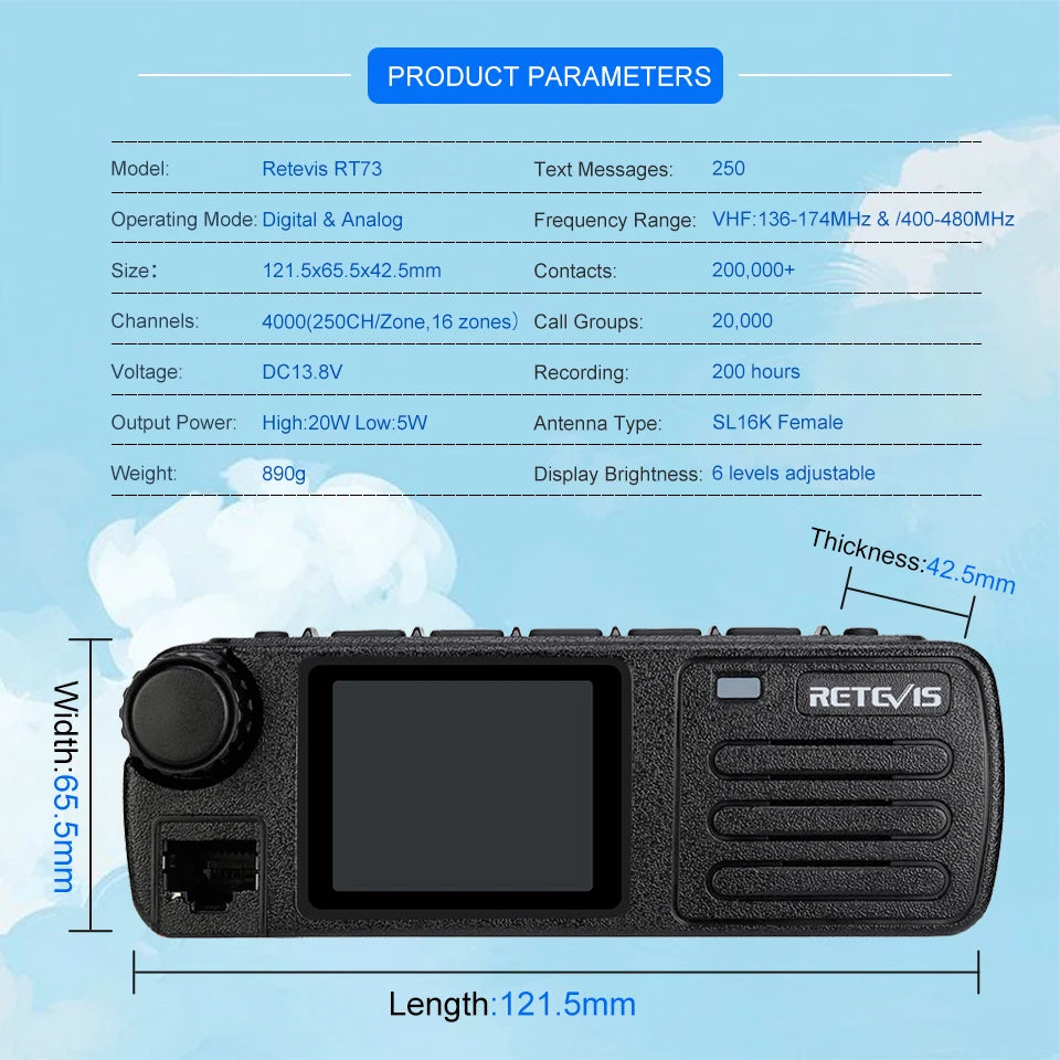 Ham Car Two-way Radio Transceiver Autoradio DMR Digital Mobile Radio SHam Radios