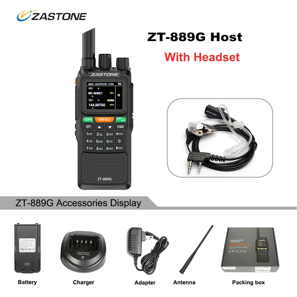 Zastone 889G GPS Walkie Talkie 10W 999CH 3000mAh UHF 400-520 / VHF136-Ham Radios