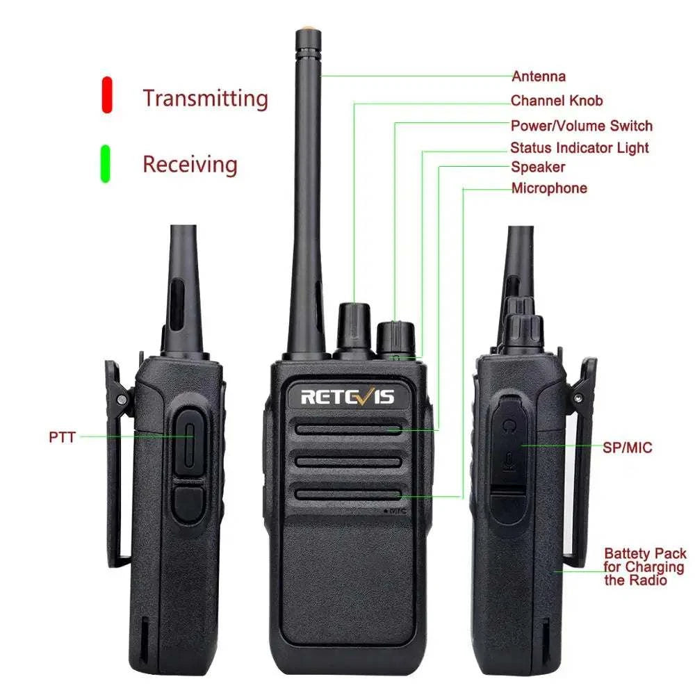 A Pair Retevis RT617/RT17 Walkie Talkies PMR Radio PMR446/FRS VOX USB Ham Radios