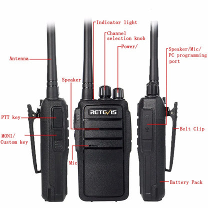 Rugged Walkie Talkie 2pcs Retevis RT21 2.5W 1-3Km VOX Scrambler Handy Happy RadiosRugged Walkie Talkie 2pcs Retevis RT21 2