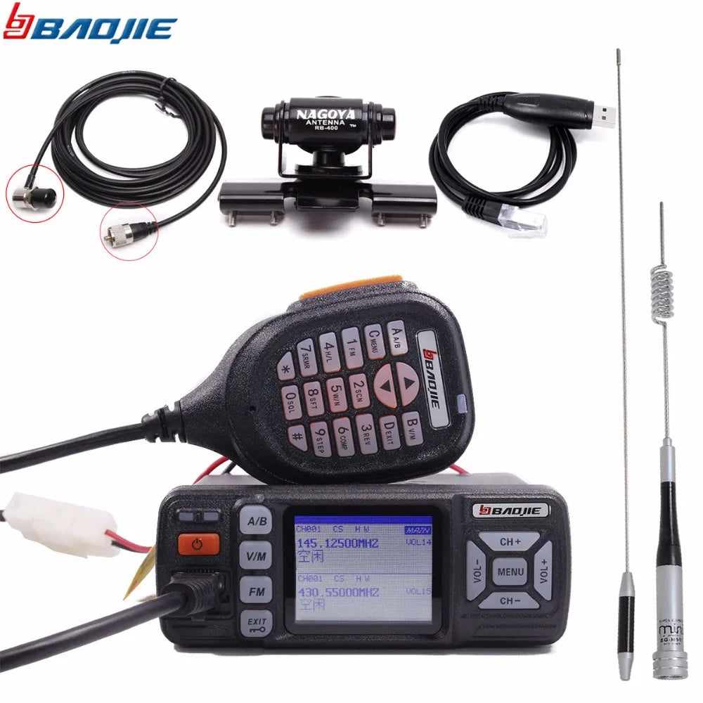 Baojie BJ-318 bj318 mini Mobile Radio Dual Band VHF UHF car Radio 20/2Ham Radios