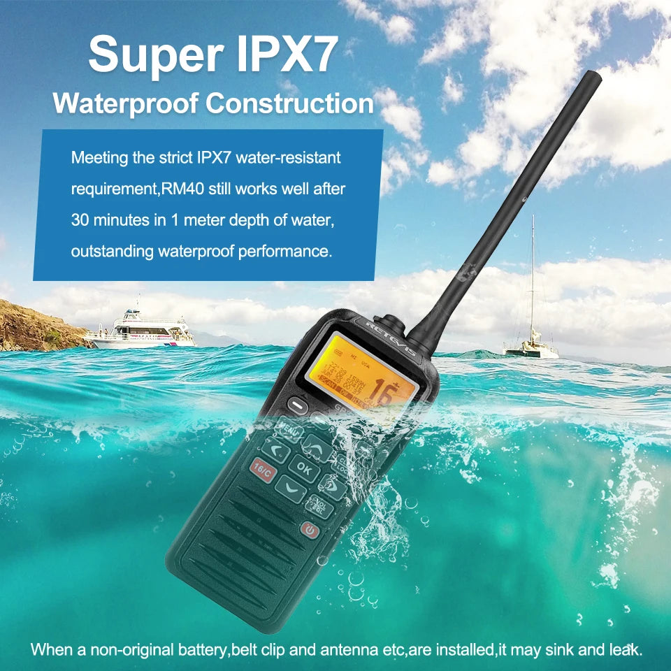 Retevis RM40 VHF Marine Radio IPX7 Waterproof Two Way Radio CommunicatHam Radios