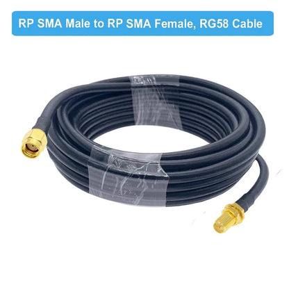 1M 2M 5M 10M 20M RG58 Cable RP SMA Male to RP SMA Female Bulkhead WiFiHappy Radios1M 2M 5M 10M 20M RG58 Cable RP SMA Male