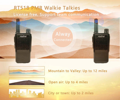 4 pcs Walkie Talkie Radtel RT518 22CH Two Way Radio PMR  FRS Radio ComHappy Radios4 pcs Walkie Talkie Radtel RT518 22CH