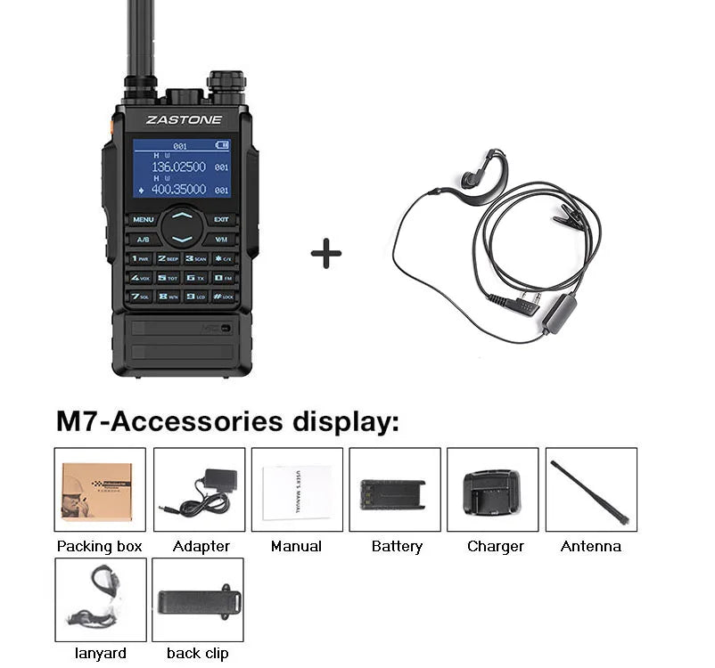 Zastone M7 dual band 5W walkie talkie 136-174 400-480mhz 250 channels Ham Radios