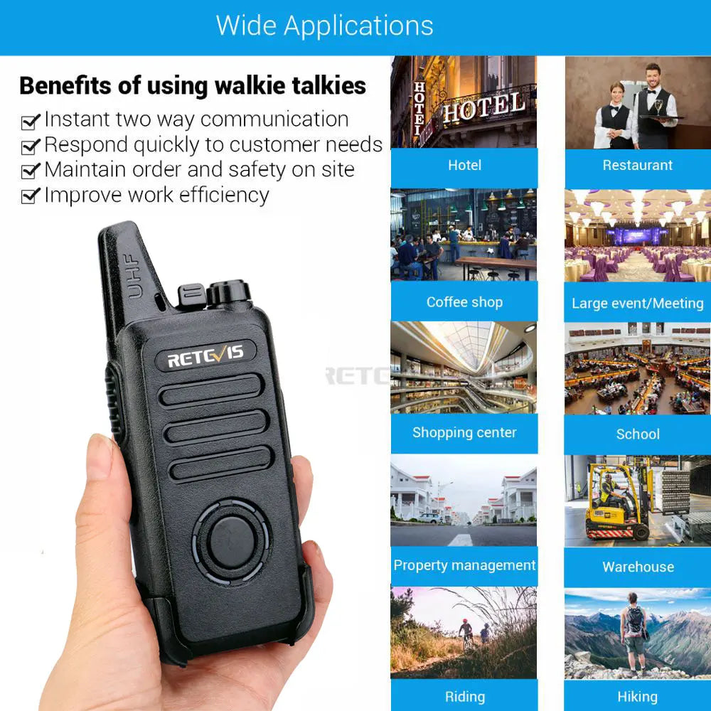 Cheap RETEVIS RT22S Mini Walkie Talkie 10pcs 2W UHF VOX Hidden DisplayHam Radios