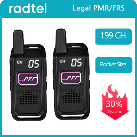 Radtel T-S1 PMR 446 Mini Walkie Talkie 199CH Pocket Sized FRS Two Way Ham Radios