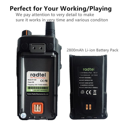 Radtel RT-480 5 Watt 256CH IP68 Long Range Waterproof Ham Radio Dual BHam Radios