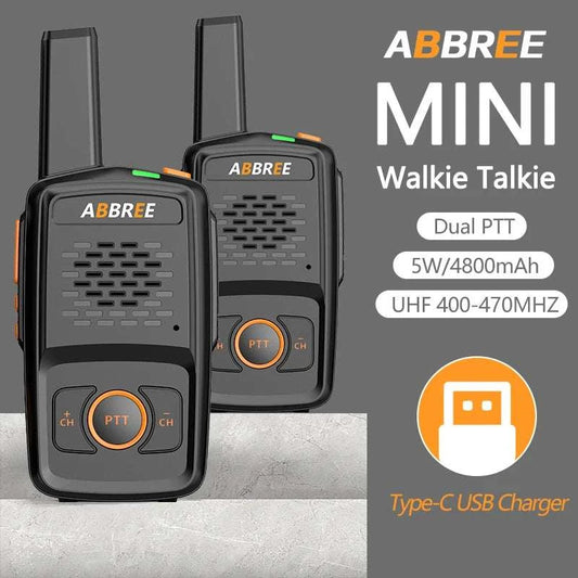 2pcs ABBREE AR-N1 Mini Walkie Talkie UHF 400-470mHz Support USB ChargiHam Radios