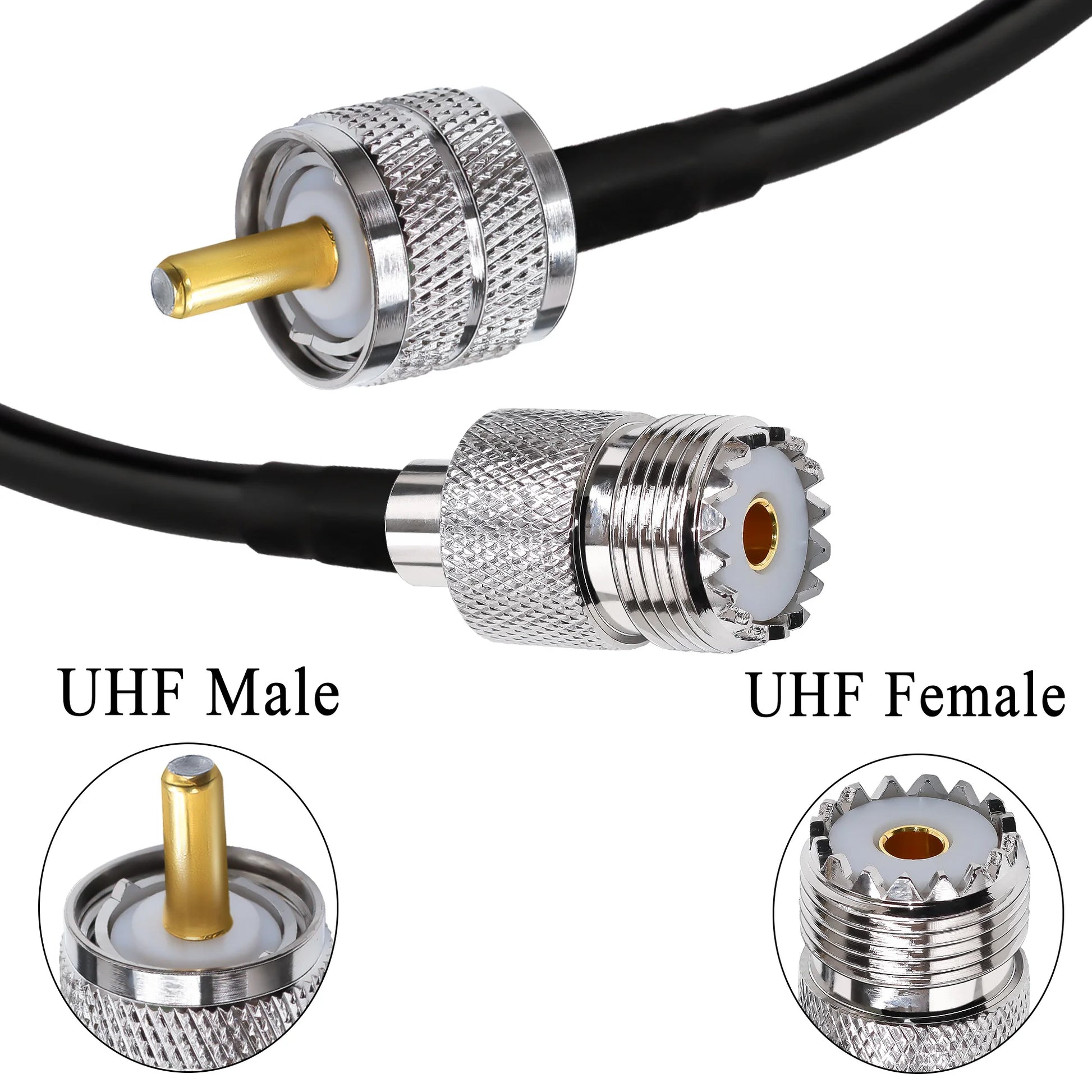 UHF PL259 RG58 Cable PL259 SO239 Male to Female Extension Cable Low LoHam Radios