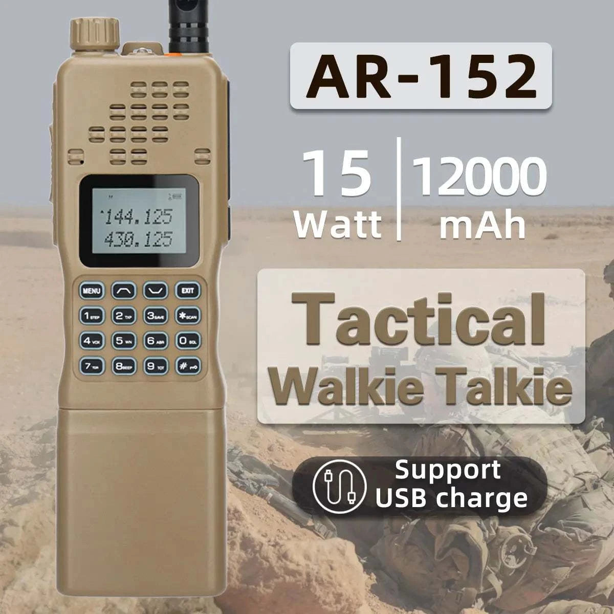 ABBREE 15W Powerful AR-152 Military Two Way Radio 12000mAh Battery TacHappy RadiosABBREE 15W Powerful AR-152 Military