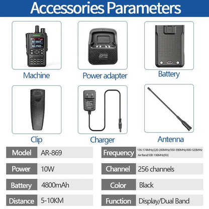 ABBREE AR-869 GPS Walkie Talkie Bluetooth Program 136-520Mhz Full BandHam Radios