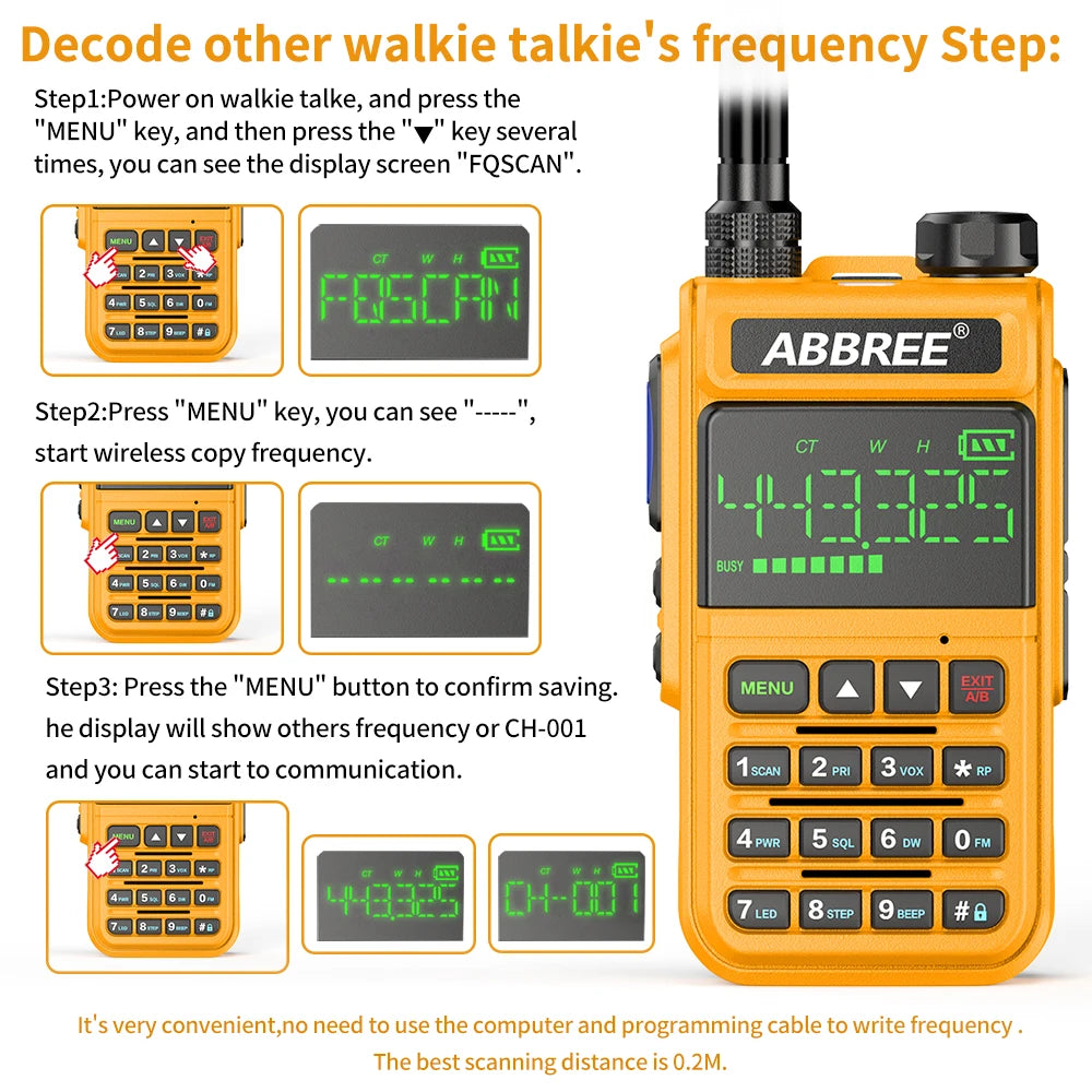 ABBREE AR-518 Air Band Full Band Wireless Copy Frequency Police ScanneHam Radios