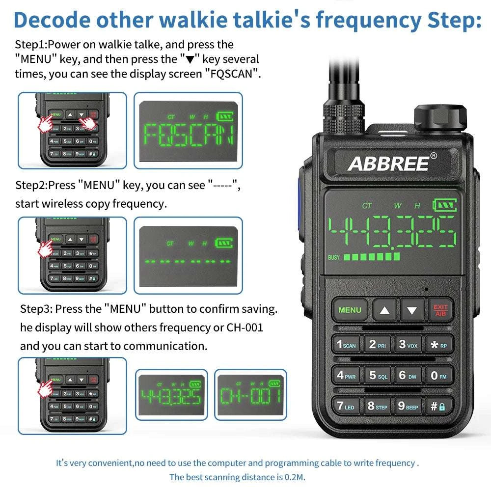 ABBREE AR-518 6 Bands Amateur Air Band Ham Two Way Radio VOX DTMF SOS Happy RadiosABBREE AR-518 6 Bands Amateur Air Band Ham