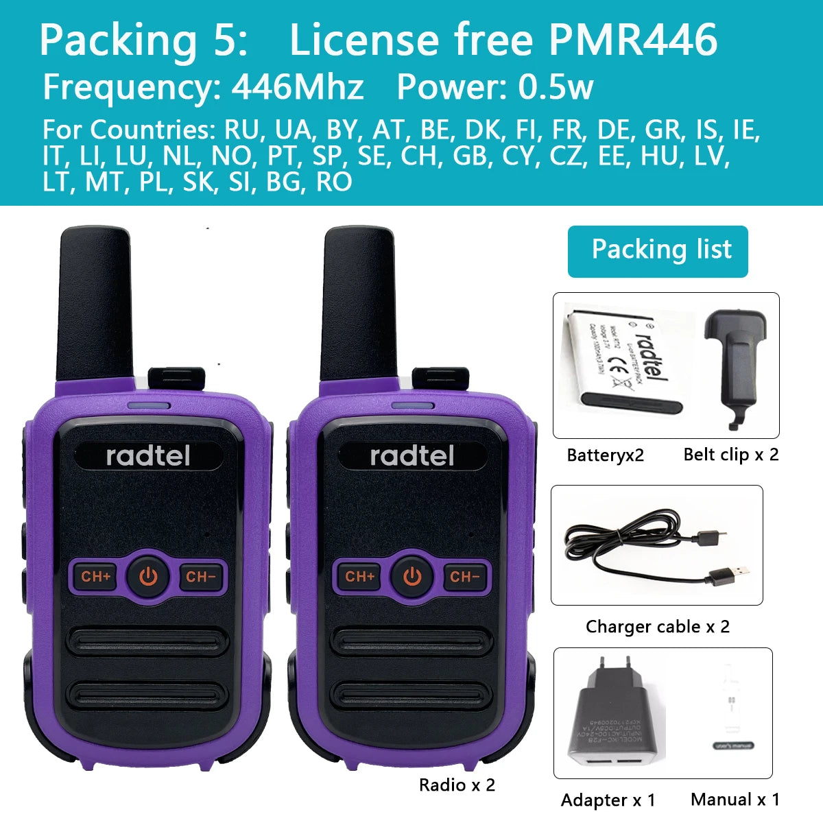 Mini Walkie Talkie Radtel RT12 Portable Two Way Radio PMR FRS Radio CoHappy RadiosMini Walkie Talkie Radtel RT12 Portable