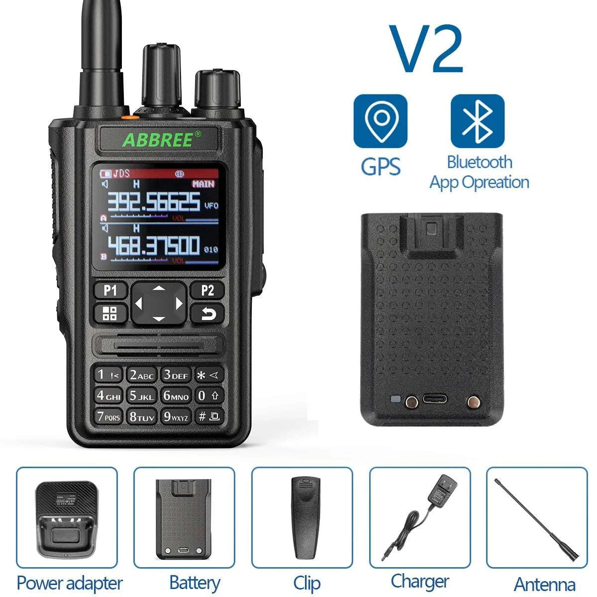 ABBREE AR-869 GPS Walkie Talkie Bluetooth Program 136-520Mhz Full BandHam Radios