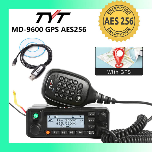 TYT MD-9600 GPS AES256  DMR Digital/Analog Dual Band Mobile Radio 50/4Ham Radios