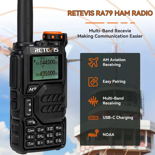 Retevis RA79 Aviation Band Walkie Talkie AM FM Airband Two Way Radio UHappy RadiosRetevis RA79 Aviation Band Walkie Talkie