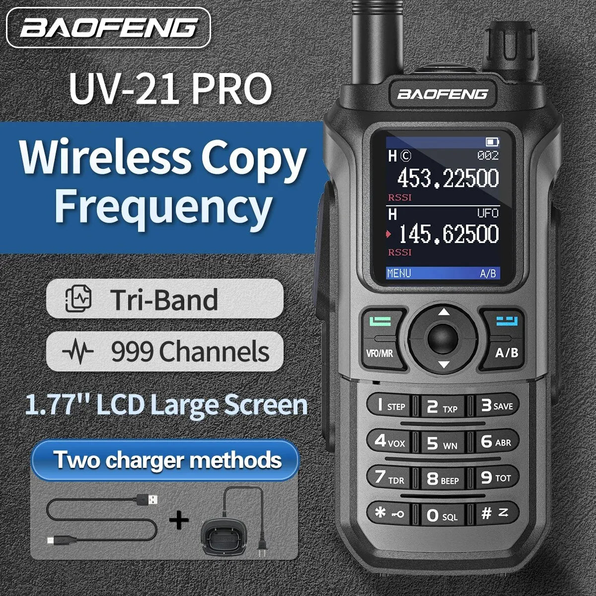 Baofeng UV 21 Pro Wireless Copy Frequency Walkie Talkie 16 KM Long RanHam Radios