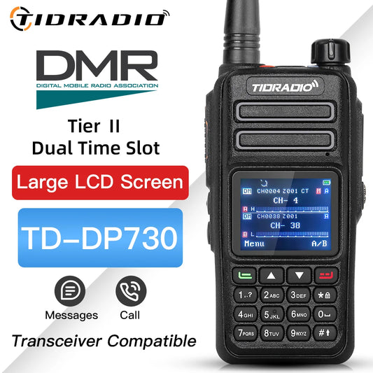 TIDRADIO TD DP730 Walkie Talkie DMR Radio Dual Band Dual Time Slot Digital Radio Tier II Portable Two Way Radio VHF UHF GPS 10W