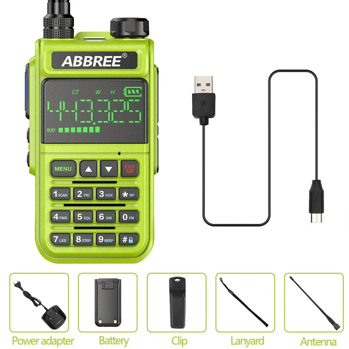 ABBREE AR-518 Air Band Full Band 108-660MHz Walkie Talkie Automatic WiHam Radios