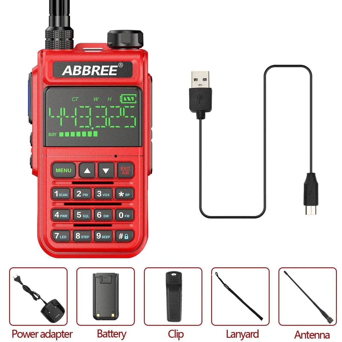 ABBREE AR-518 Air Band Full Band 108-660MHz Walkie Talkie Automatic WiHam Radios