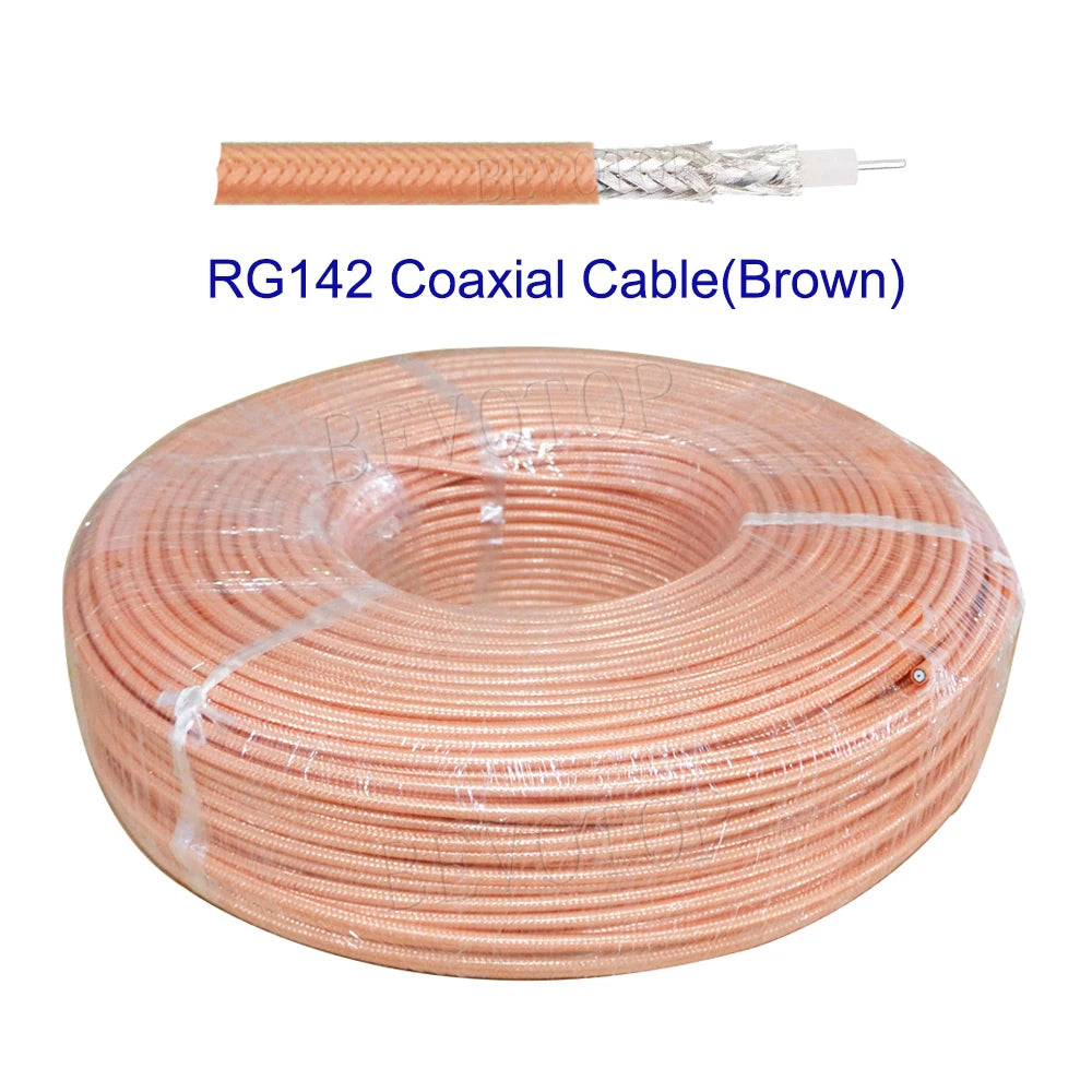 Brown/Blue FEP Jacket RG142 50-3 Double Shielded RF Coaxial Cable RG-1Ham Radios