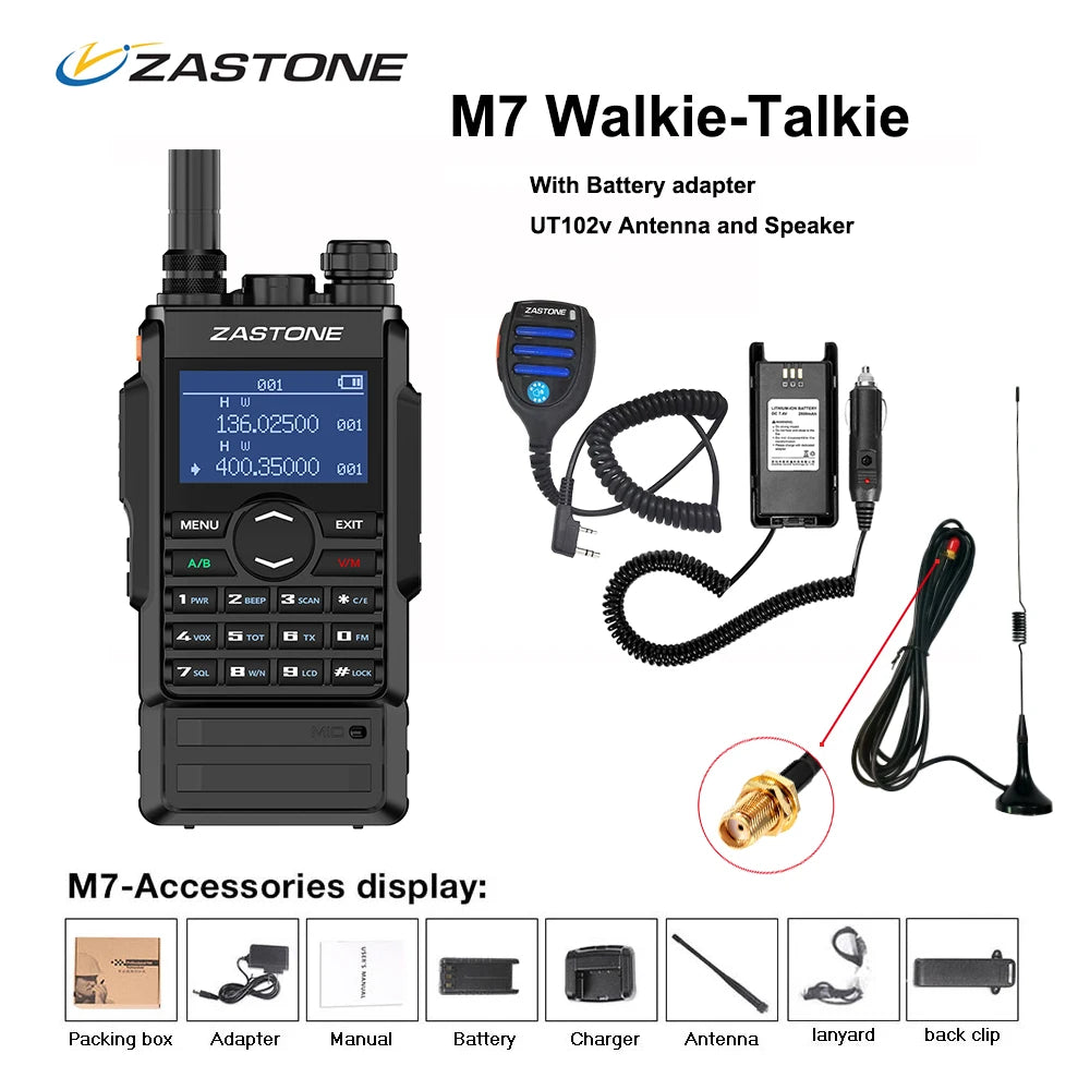 Zastone M7 dual band 5W walkie talkie 136-174 400-480mhz 250 channels Ham Radios