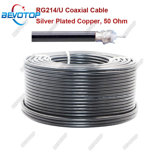 RG214/U Coaxial Cable 50 Ohm 50-7 RF Coaxial Pigtail Cable Double Shielded Silver Plated Copper High-power Low Loss BEVOTOP