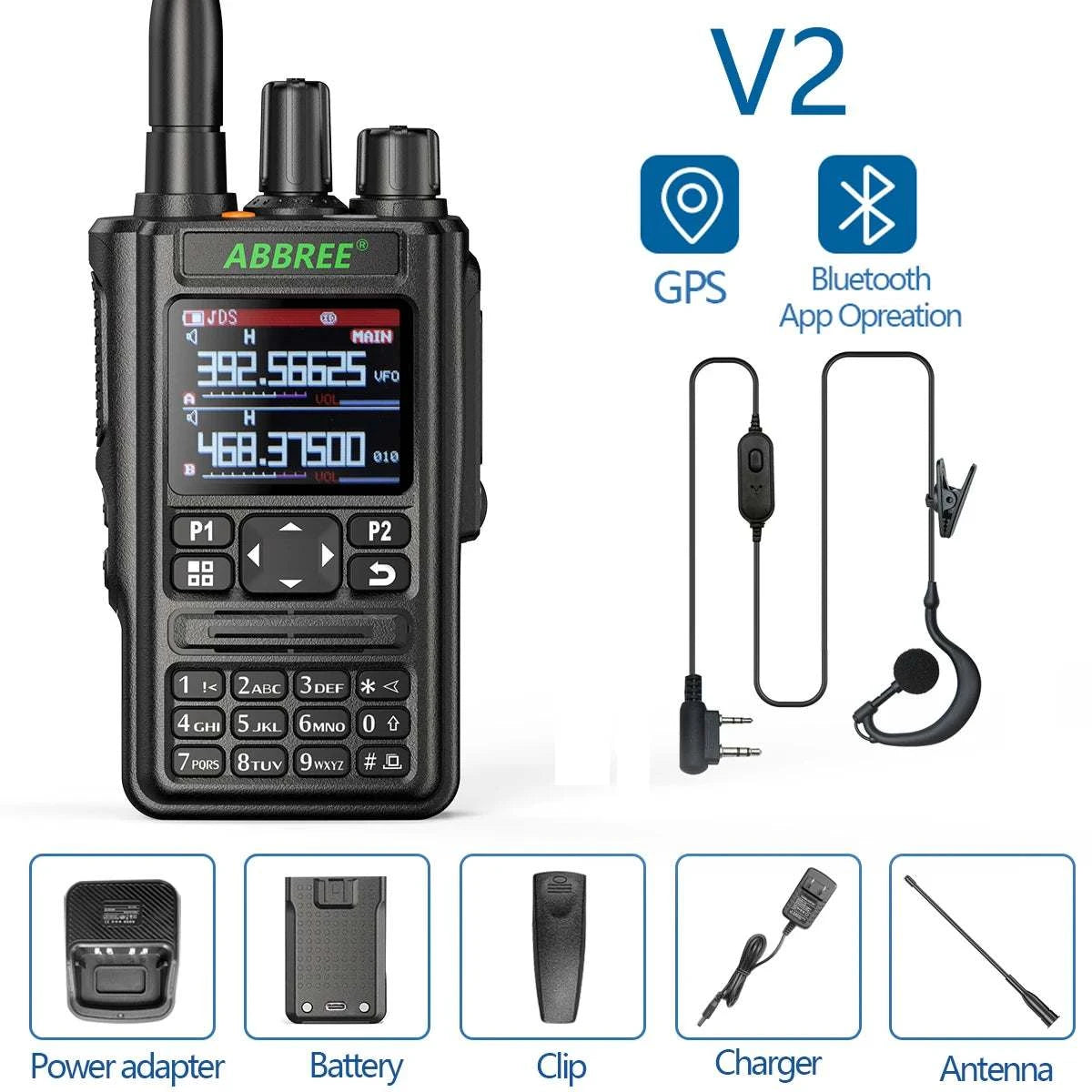 ABBREE AR-869 GPS Walkie Talkie Bluetooth Program 136-520Mhz Full BandHam Radios