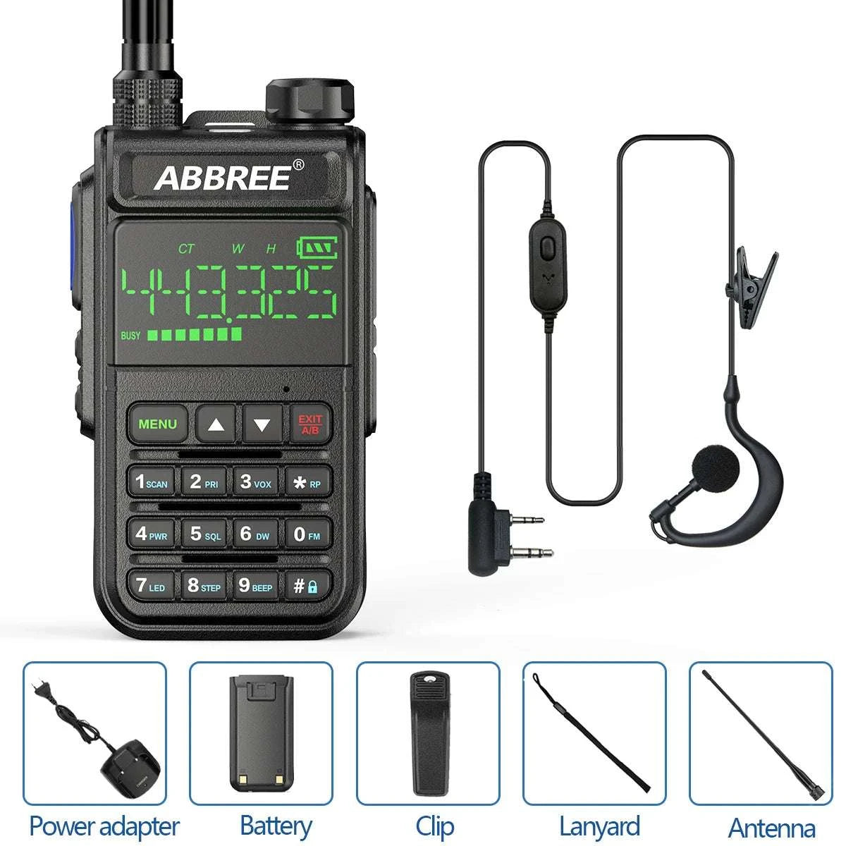 ABBREE AR-518 108-660MHz Air Band Walkie Talkie Wireless Copy FrequencHam Radios