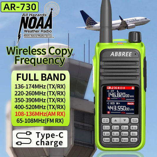 ABBREE AR-730 Air Band Band Wireless Copy frequency 256CH WalkieTalkieHam Radios